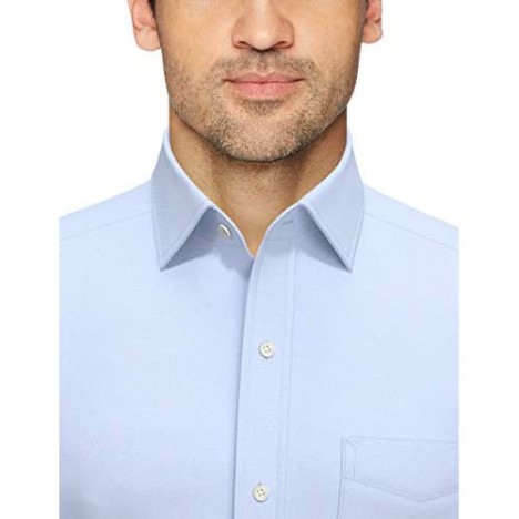 Brand - Buttoned Down Men's Tailored Fit Spread Collar Solid Non-Iron Dress Shirt Light Blue w/ Pocket 17 Neck 32 Sleeve