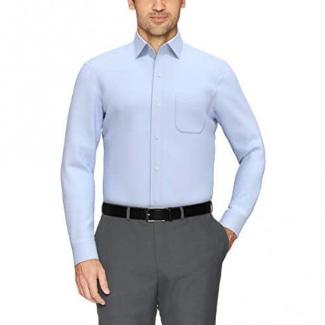 Brand - Buttoned Down Men's Tailored Fit Spread Collar Solid Non-Iron Dress Shirt Light Blue w/ Pocket 15 Neck 31 Sleeve