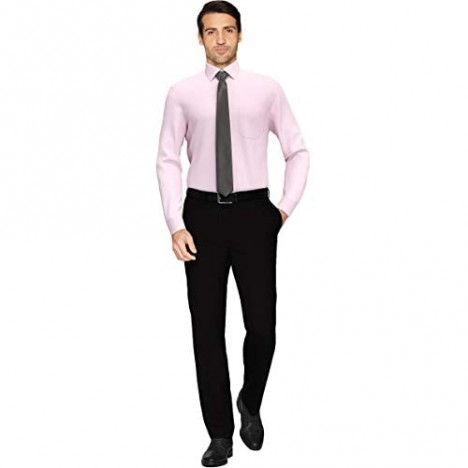 Brand - Buttoned Down Men's Tailored Fit Spread Collar Solid Non-Iron Dress Shirt Light Pink w/ Pocket 15.5 Neck 33 Sleeve