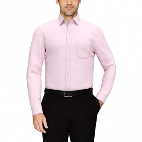 Brand - Buttoned Down Men's Tailored Fit Spread Collar Solid Non-Iron Dress Shirt Light Pink w/ Pocket 16 Neck 37 Sleeve