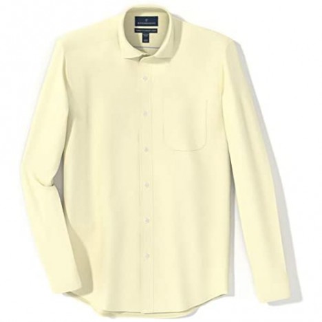 Brand - Buttoned Down Men's Tailored Fit Spread Collar Solid Non-Iron Dress Shirt Light Yellow w/ Pocket 15 Neck 34 Sleeve