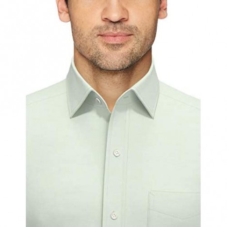 Brand - Buttoned Down Men's Tailored Fit Spread Collar Solid Non-Iron Dress Shirt Light Green w/ Pocket 17 Neck 32 Sleeve