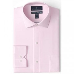 Brand - Buttoned Down Men's Tailored Fit Spread Collar Solid Non-Iron Dress Shirt Light Pink w/ Pocket 16 Neck 37 Sleeve