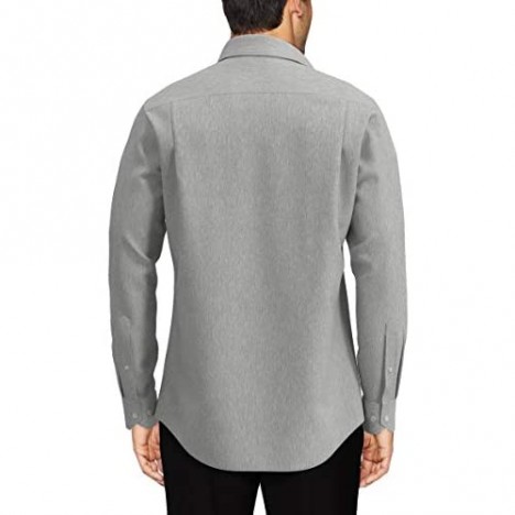 Brand - Buttoned Down Men's Tailored Fit Spread Collar Solid Non-Iron Dress Shirt Medium Grey Heather 16 Neck 35 Sleeve
