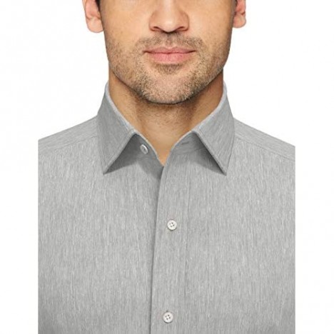 Brand - Buttoned Down Men's Tailored Fit Spread Collar Solid Non-Iron Dress Shirt Medium Grey Heather 15.5 Neck 34 Sleeve