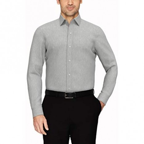 Brand - Buttoned Down Men's Tailored Fit Spread Collar Solid Non-Iron Dress Shirt Medium Grey Heather 15.5 Neck 35 Sleeve