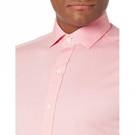 Brand - Buttoned Down Men's Tailored Fit Spread Collar Solid Non-Iron Dress Shirt Pink w/ Pocket 15.5 Neck 35 Sleeve