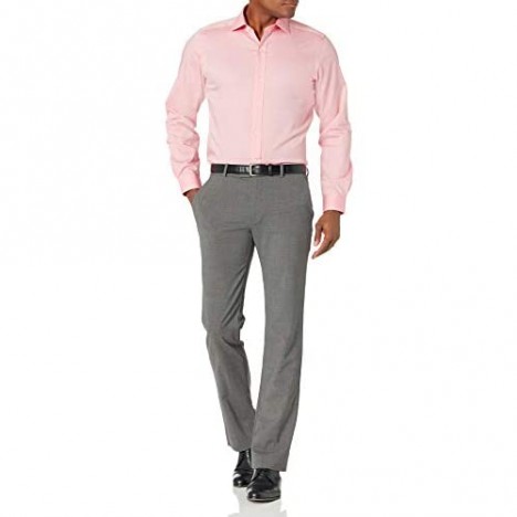 Brand - Buttoned Down Men's Tailored Fit Spread Collar Solid Non-Iron Dress Shirt Pink w/ Pocket 15.5 Neck 35 Sleeve