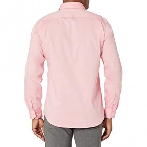 Brand - Buttoned Down Men's Tailored Fit Spread Collar Solid Non-Iron Dress Shirt Pink w/ Pocket 16 Neck 32 Sleeve