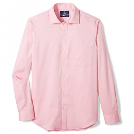 Brand - Buttoned Down Men's Tailored Fit Spread Collar Solid Non-Iron Dress Shirt Pink w/ Pocket 16 Neck 33 Sleeve