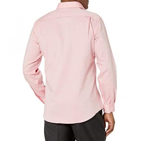 Brand - Buttoned Down Men's Tailored Fit Spread Collar Solid Non-Iron Dress Shirt Pink w/ Pocket 17.5 Neck 34 Sleeve