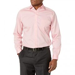 Brand - Buttoned Down Men's Tailored Fit Spread Collar Solid Non-Iron Dress Shirt Pink w/ Pocket 16 Neck 37 Sleeve