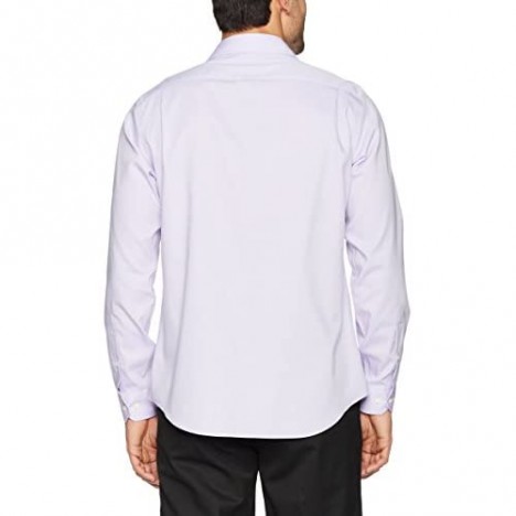Brand - Buttoned Down Men's Tailored Fit Spread Collar Solid Non-Iron Dress Shirt Purple w/ Pocket 18 Neck 35 Sleeve