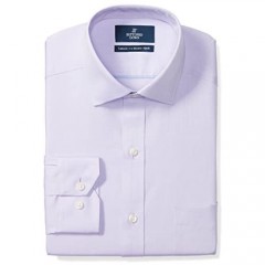 Brand - Buttoned Down Men's Tailored Fit Spread Collar Solid Non-Iron Dress Shirt Purple w/ Pocket 17 Neck 33 Sleeve