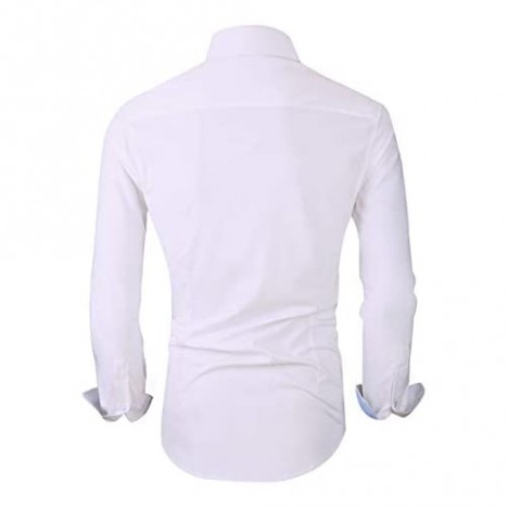 Casual King Mens Dress Shirts Wrinkle-Free Slim Fit Long Sleeve Fashion Men Shirt