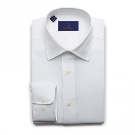 David Donahue Men's Regular Fit Twill Dress Shirt White