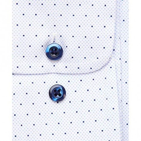 David Donahue Mens Trim Fit Spread Collar Barrel Cuff Micro Dot Dress Shirt