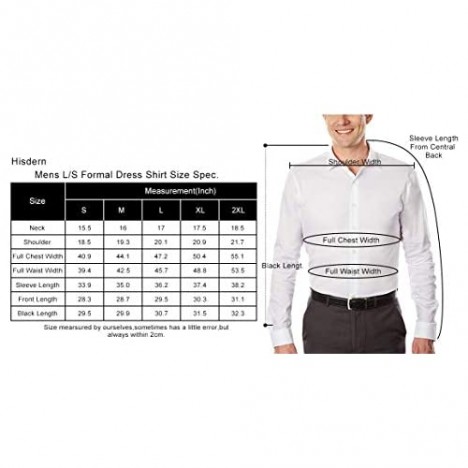 HISDERN Men's Formal Dress Shirt Long Sleeve Solid Button Down Regular Fit Shirts for Men