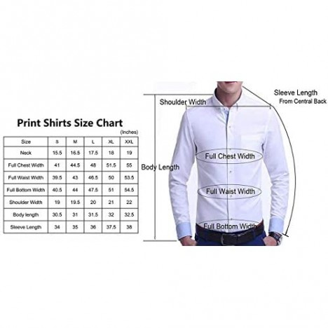 Mens Dress Shirts Regular Fit Easy Care Digital Printing Fashion Men Shirt (Style3 XL)