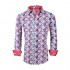 Mens Dress Shirts Regular Fit Easy Care Digital Printing Fashion Men Shirt (Style3 XL)