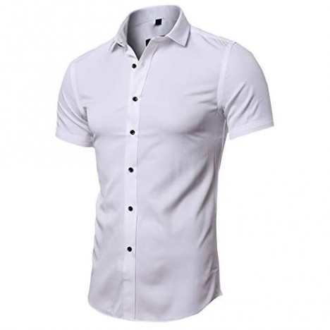 Mens Short Sleeve Non-Iron Top Regular Fit Button Down Summer Dress Shirt