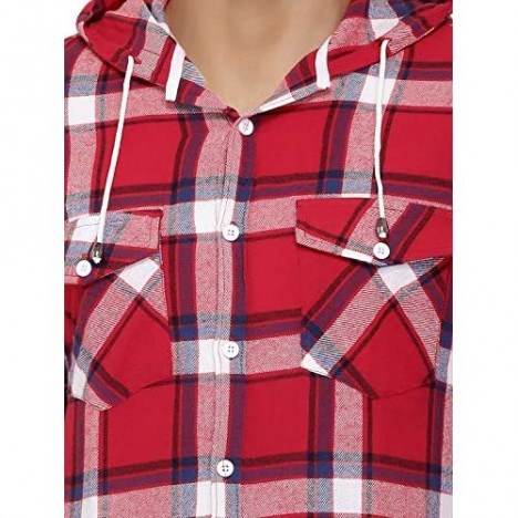 Nick&Jess Mens Casual Check Slim Fit Shirt with Hood