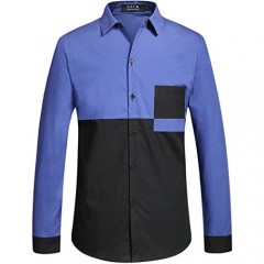 SSLR Men's Two Tone Solid Regular Fit Long Sleeve Dress Shirt