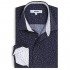 Xoos Paris - Men Fitted Shirt Long Sleeves French Collar - Dark Blue/White Shapes