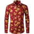 ZEROYAA Mens Hipster Shiny Printed Design Slim Fit Long Sleeve Button Down Floral Dress Shirts