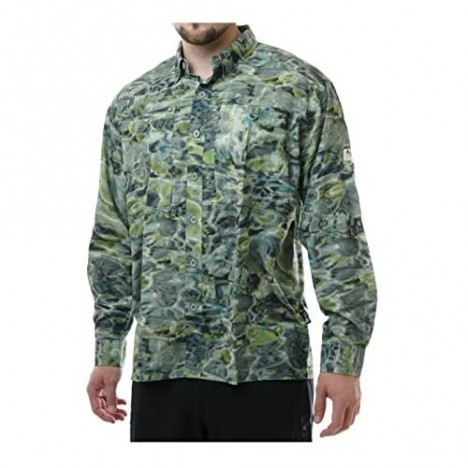 Aqua Design Fishing Shirts Men: UPF 50+ Camo Long Sleeve Zip Pockets Mens Shirt