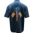 Bamboo Cay Mens Embroidered Shirt Short Sleeve Hawaiian Woven Shirt (Medium Navy)