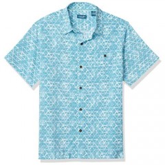 Caribbean Joe Men's Short Sleeve Faded Triangles Printed Button Up Shirt