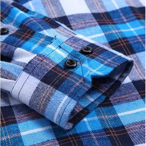 CATERTO Men's Button Down Long Sleeve Plaid Flannel Shirt