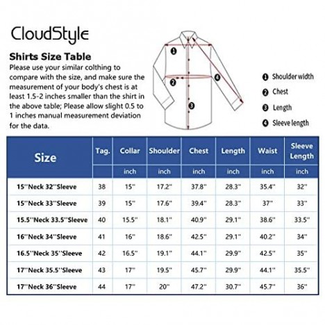 Cloudstyle Men's Slim-Fit Casual Business Cotton Long Sleeve Solid Button Down Dress Shirts