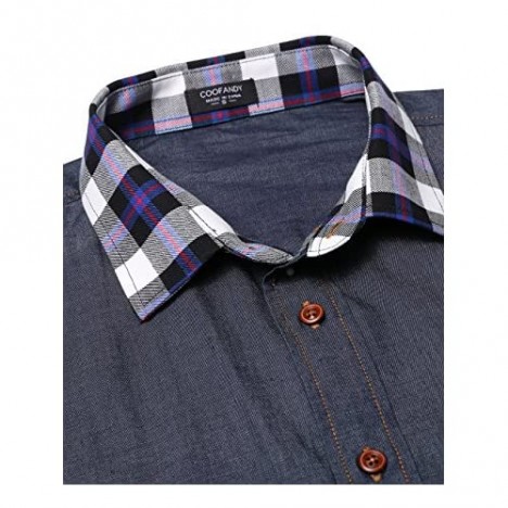 COOFANDY Men’s Fashion Long Sleeve Plaid Shirt Casual Check Shirts