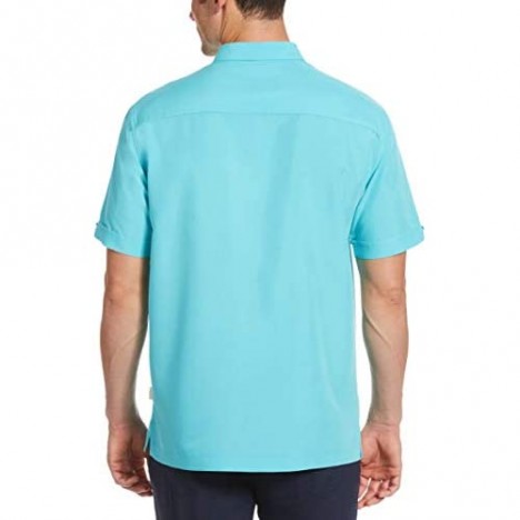 Cubavera Men's Tonal Geo Embroidered Panel Short Sleeve Button-Down Shirt