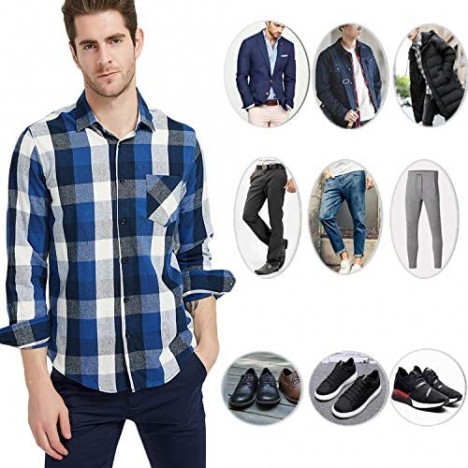 Ebind Men's Flannel Shirt Plaid Long Sleeve Non Iron Casual Button Up Shirt