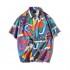 Emlyn Adrian Hawaiian Shirts Men Hip Hop Japanese Ukiyoe Shirt Loose Short Sleeve Shirts