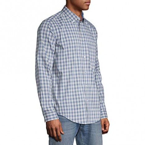 George Clothing Men's Regular Fit Long Sleeve Plaid Poplin Shirt