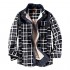 Gihuo Men's Casual Winter Sherpa Lined Button Down Plaid Shirt Jacket Shacket