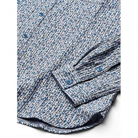 John Varvatos Star USA Men's Neil Ditsy Print Over Stripe Reversible Shirt
