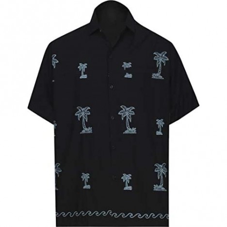 LA LEELA Men's Big and Tall Beach Short Sleeve Casual Hawaiian Shirt A
