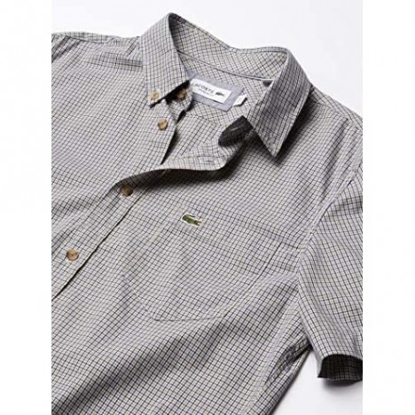 Lacoste Men's Short Sleeve Regular Fit Gingham Woven Shirt