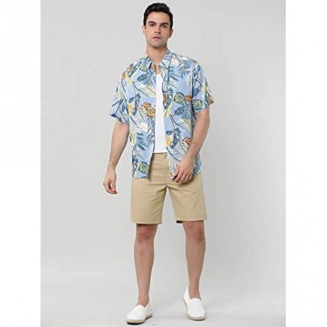 Lars Amadeus Men's Shirts Slim Fit Short Sleeve Button Down Beach Flower Print Hawaiian Shirt