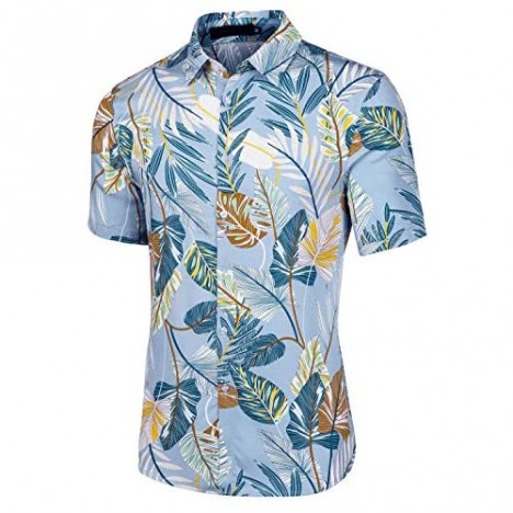 Lars Amadeus Men's Shirts Slim Fit Short Sleeve Button Down Beach Flower Print Hawaiian Shirt