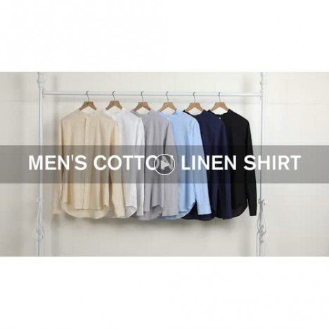 Men's Linen Button Down Shirt Long Sleeve Casual Loose Hippie Beach Yoga T-Shirts Tops