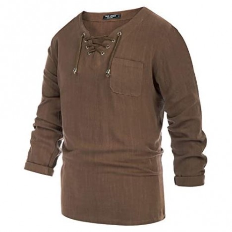 PJ PAUL JONES Mens Fashion T Shirt Casual Cotton Linen Tee Hippie Shirt V-Neck Yoga Top