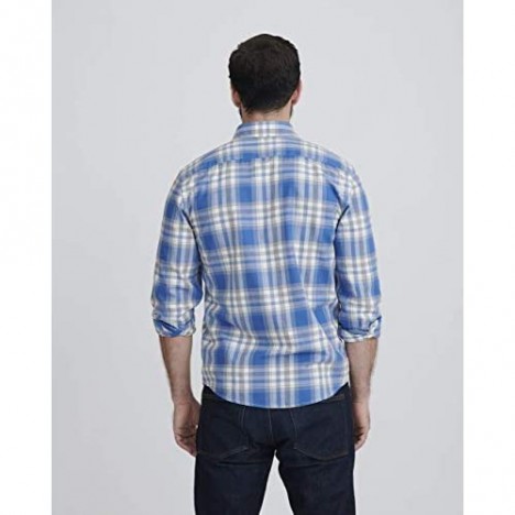 UNTUCKit Fiano - Untucked Shirt for Men Long Sleeve Blue & Grey Year-Round Plaid