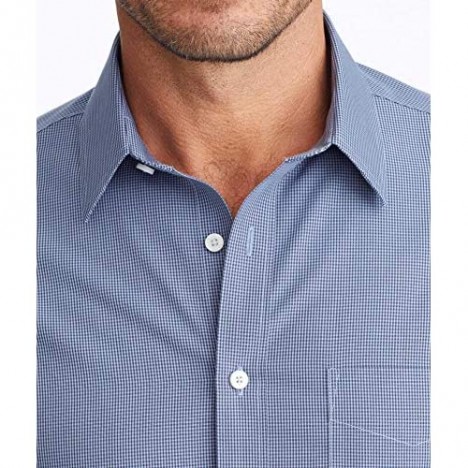 UNTUCKit Marcasin Wrinkle Free - Untucked Shirt for Men Long Sleeve Blue Gingham Small Slim Fit