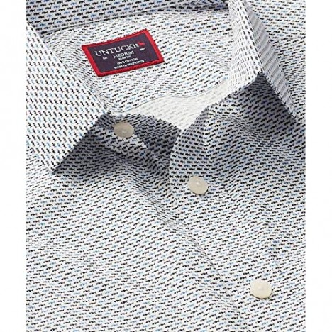 UNTUCKit Passerina Untucked Shirt for Men – Fish Print Short Sleeve Button-Up White